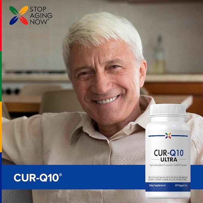 Stop Aging Now - CoQ10 200mg - 60 Capsules - Antioxidant Curcumin Complex Supplement