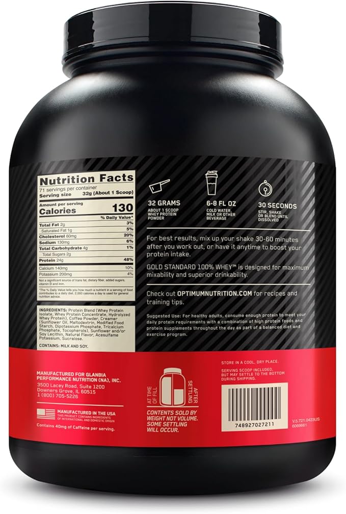 Optimum Nutrition Gold Standard 100% Whey Protein Powder Coffee 5 Pound (Packaging May Vary)