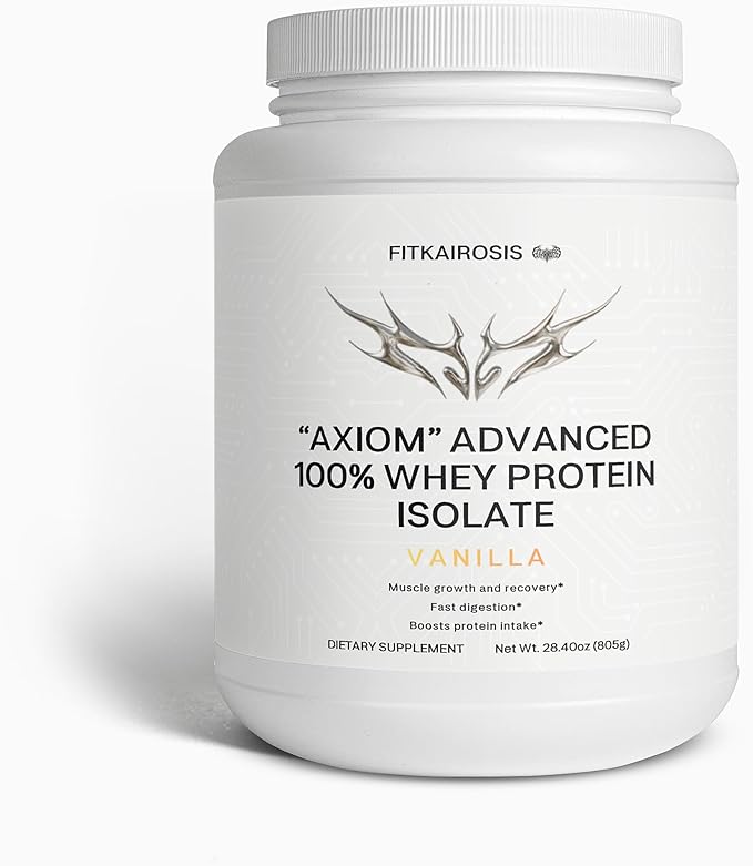 Axiom Advanced 100% Whey Protein Isolate – Vanilla | 22g Grass-Fed Whey Isolate Protein | Fast-Digesting | Supports Muscle Growth Recovery &amp Lean Strength | 28.4oz (805g)