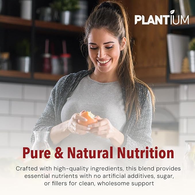Plantium Total Nutrition Premium All-in-One Meal Replacement Shake Plant-Based Protein Powder with Vitamins Minerals &amp Probiotics 22g Protein per Serving Strawberry
