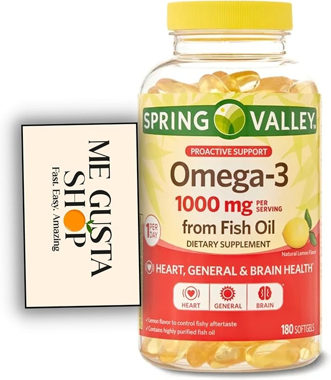 Spring Valley Omega-3 Fish Oil Soft Gels 1000 mg 180 Count + me gustas Sticker
