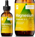 Magnesium Drops - Citrate + Glycinate + L-Threonate - Pineapple Flavor - with B6 D &amp C - Kid-Friendly Magnesium Liquid Drops 2 fl oz