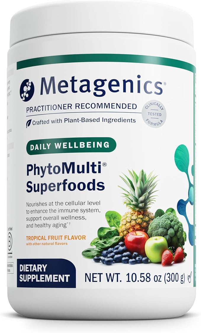 Metagenics PhytoMulti Superfoods - Organic Fruit &amp Vegetable Superfood Powder Blend - for Overall Wellness &amp Immune System Support - Tropical Fruit Flavor - 29 Servings - 10.58 Oz