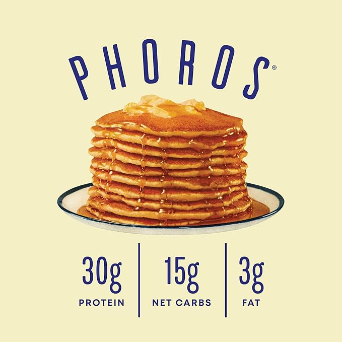 Protein Pancake Mix &amp Protein Waffle Mix by Phoros Nutrition 30g of Protein Low Carb High Protein Keto-Friendly Whey Protein Whole Grain Oats Whole Wheat Pancakes Just Add Water (Buttermil