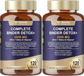 2Pack 2000MG Complete Binder Detox+ Activated Charcoal Zeolite Bentonite Clay NAC Milk Thistle Probiotic All-in-1 Detox &amp Cleanse Supplement Liver &amp Gut Support 240 Capsules