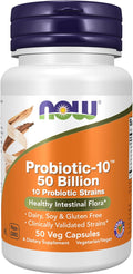 NOW Foods Supplements Probiotic-10™ 50 Billion with 10 Probiotic Strains Strain Verified 50 Veg Capsules