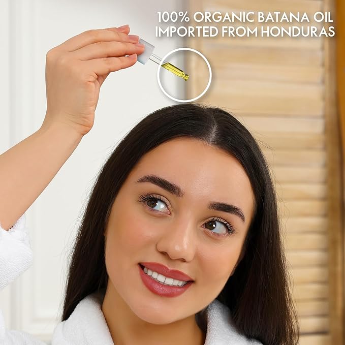 SugarBearPro Batana Hair Oil &amp Glass-Dropper Applicator 1oz + Vegan Hair Vitamin Gummies 1 Month Supply Extra Strength Biotin 6000mcg