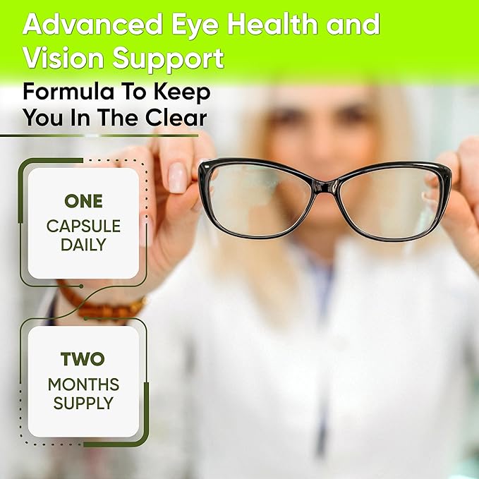 Vision Support - Best Eye Vitamins For Blurry Vision.Eye Supplements For Adults with Lutein For Macular Health Eye Vision Eye Strain and Fatigue.With Zinc and Vitamin A to Support Sharp Vision.