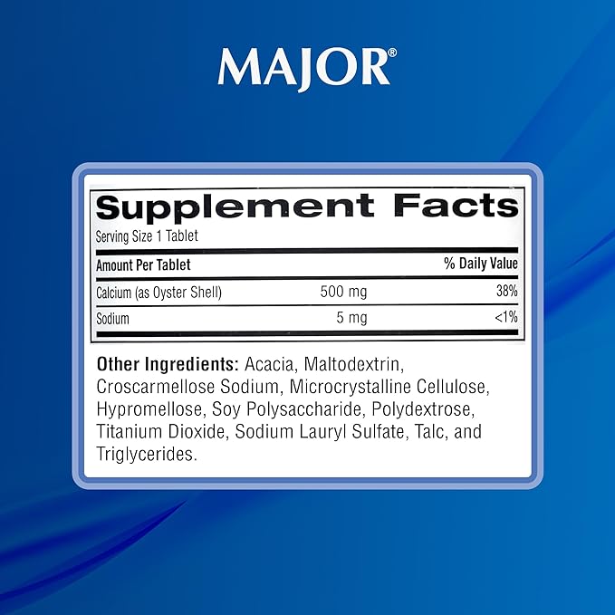 MAJOR Oyster Shell Calcium 500mg - Daily Dietary Supplement for Bone Health and Joint Support Mineral Supplement for Men and Women Gluten-Free - 1000 Tablets (3 Pack)