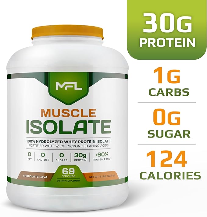 MFL 100% Pure Isolate Protein 5 lbs l 30g of Protein l 12g Amino Acids l Keto Friendly l Low Carbs | 69 Servings