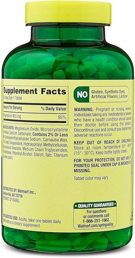 Magnesium 400 Mg 250 Tablets Pack of 1 +Vls Sticker