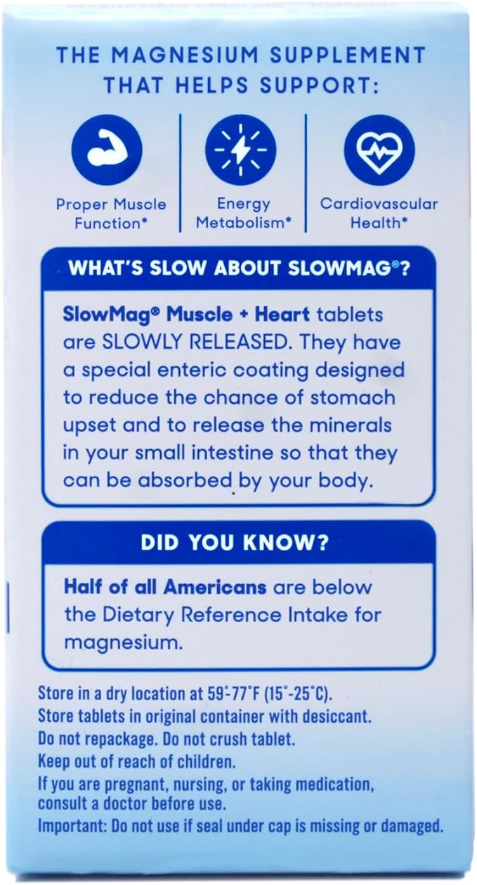 Slow Mag Magnesium Chloride and Calcium 60 Tablets each (Value Pack of 6)