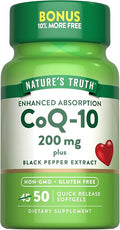Nature's Truth CoQ10 200mg Softgels | 50 Count | Enhanced Absorption Supplement | Plus Black Pepper Extract | Non-GMO Gluten Free