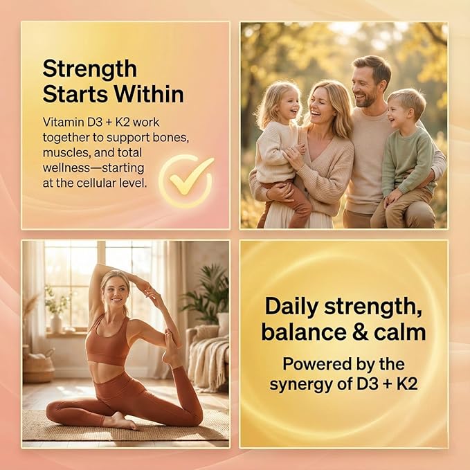 Vitamin D3 5000 IU – Enhanced Bone Heart &amp Immune Support – Supports Calcium Absorption Clean &amp Trusted Formula for Daily Wellness + Vitamin K2 (MK-7) 100 mcg – 120 Capsules