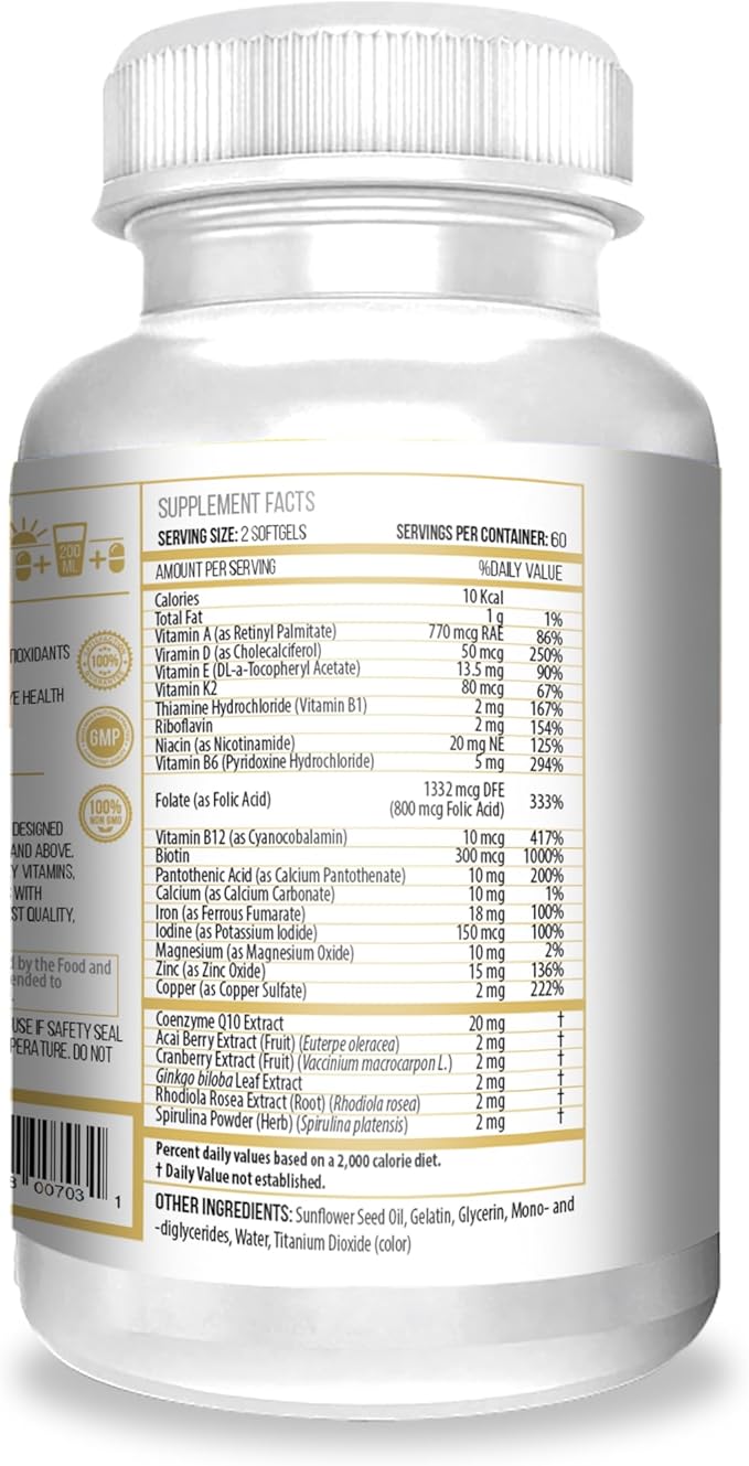 ACTIF Multivitamin for Women Age 60+ with 30 Organic Vitamins and Organic Herbs Non-GMO Made in USA 2-Month Supply