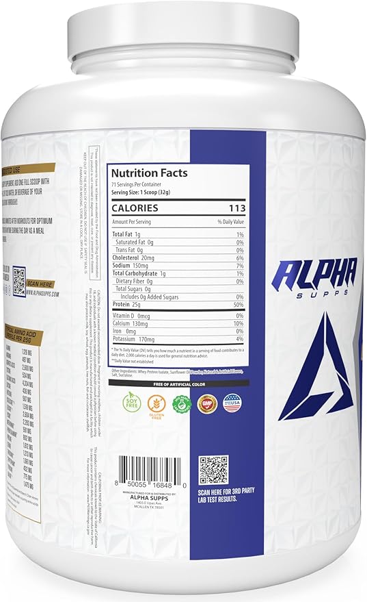 Alpha Supps ISO Low Carb 100% Whey Protein Isolate Powder 25 Grams Per Serving Helps Support Muscle Growth Low Sugar and Gluten Free (Strawberry Shortcake 5 lb)
