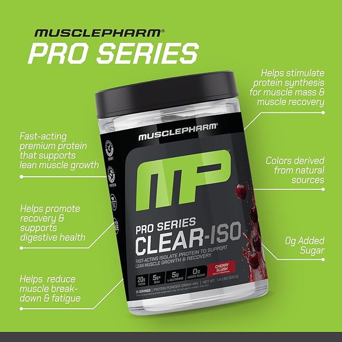 Muscle Pharm Pro Series Clear-ISO a Whey Protein Isolate Powder a Cherry Slush (20 Servings)