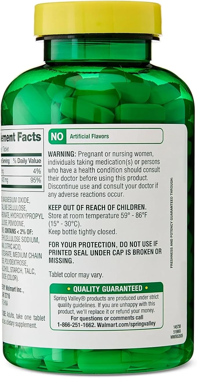 Magnesium Oxide 400mg Supplement for Bone Muscle &amp Heart Health – Extra Strength Magnesium Tablets – 250 Count 8+ Month Supply + Better Idea Sticker with Full Guide Access