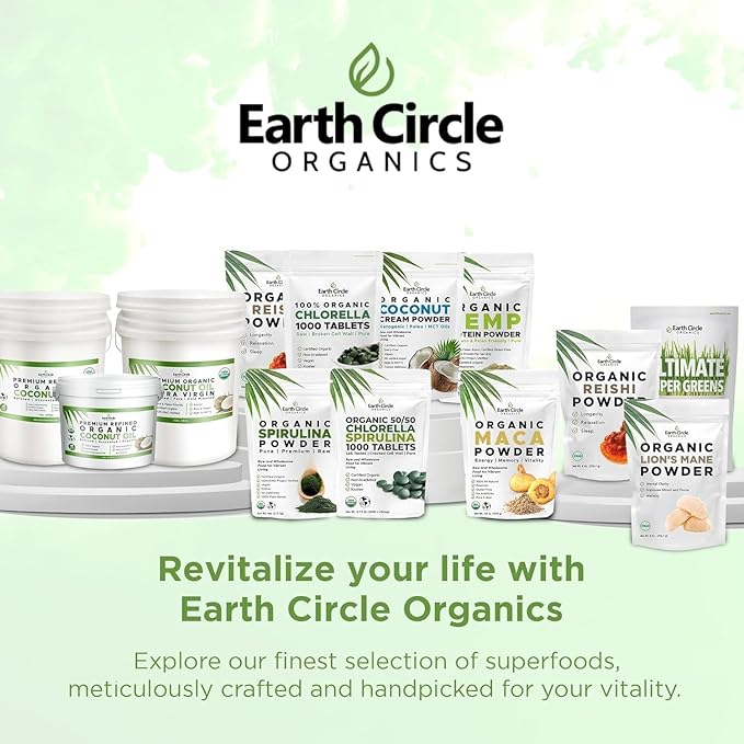 Earth Circle Organics Organic Hemp Protein Powder Lab Tested 100% Gluten Free Plant Based &amp Vegan Raw Protein Powder - Perfect for Keto Meal Replacement Shakes Pre &amp Post Workout (8oz Pac