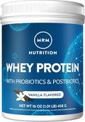 MRM Nutrition Whey Protein - Vanilla Flavored Microfiltered Whey Protein Isolate &amp Concentrate 16 Different Probiotic Strains BCAAs &amp Digestive Enzymes Gluten Free for Women &amp Men -