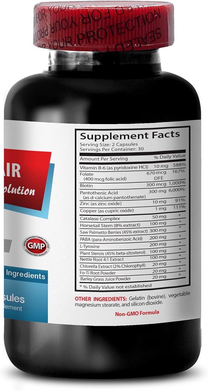 Biotin Pills for Hair Growth - Anti Gray Hair - Chlorophyll Powder Gray Hair Organic Gray Hair Restore Reverse Gray Hair Supplements Reverse Gray Hair for Men Reverse Gray Hair for Women 6B 360C