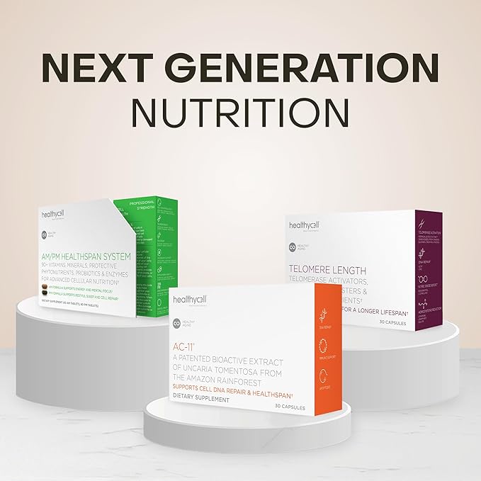 HealhtyCell AM/PM Healthspan System - 90+ Vitamins Minerals Protective Phytonutrients Probiotics &amp Enzymes for Advanced Cellular Nutrition - 60 AM Tablets &amp 60 PM Tablets