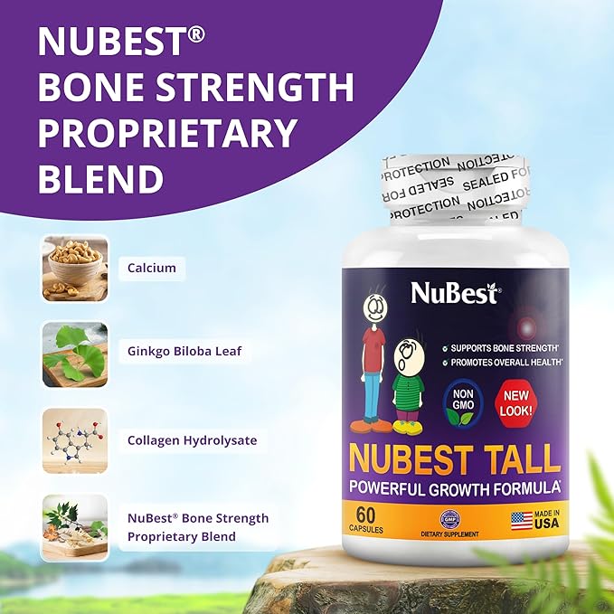 NuBest Tall | Support Bone Strength Bone Health Enhanced Immune and Whole Body Wellness with Calcium Collagen and Herbs for Ages 5+ &amp Teens | Pack 3 | 3 Months Supply