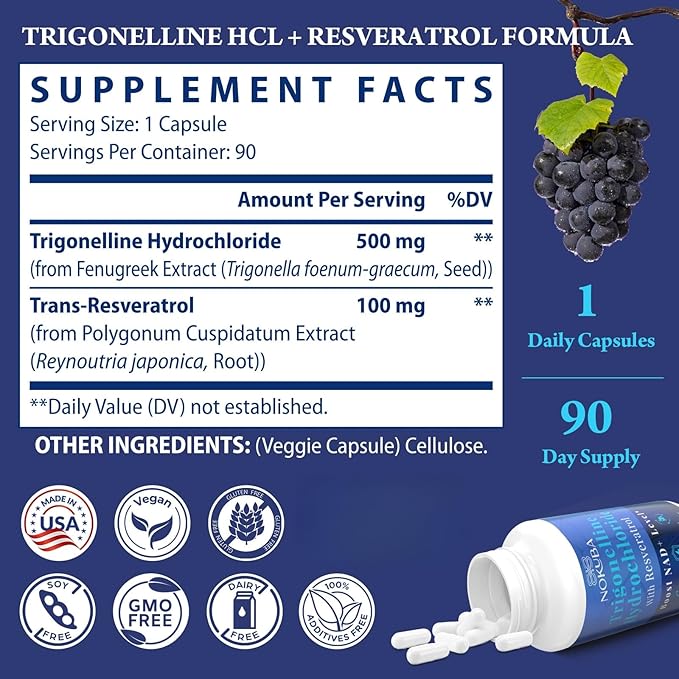 NAD Supplement - NMNH Alternative with Trigonelline HCL 500mg &amp Resveratrol - NAD+ Precursors Plant Extraction - Support Cellular Energy &amp Healthy Aging &amp Brain for Women &amp Men - 90 Ca