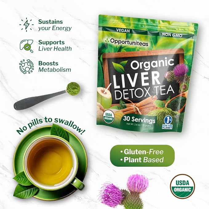Opportuniteas Grass Fed Unflavored Whey Protein &amp Liver Detox Matcha Tea - Support Your Muscles While Cleansing Your Liver - Bundle