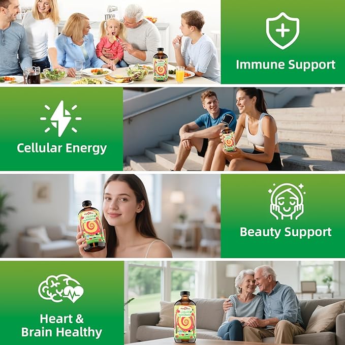 Liquid Multivitamins for Women Men: Daily Multi Vitamins Mineral Supplements for Adults Kids Support Health Immune Focus Energy Hair Growth Bones Liquid Vitamins High Absorption with Measuring Cup