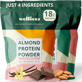 wellious Almond Protein Powder 3-pk (Vanilla Chocolate Unflavored) - 18 Grams of Pure Healthiest Vegan Protein Powder - Gluten-Free Soy-Free Gut Friendly Protein for Sports Nutrition