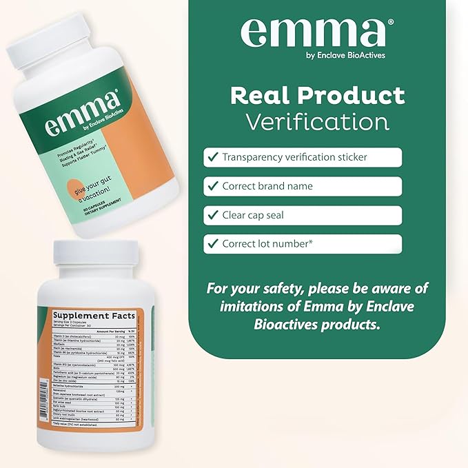 Emma Gut Health Relief Supplement Doctor Endorsed Formula for Women &amp Men Leaky Gut &amp Digestive Support for Constipation Bloating &amp Gas Relief with Berberine Resveratrol Quercetin 60