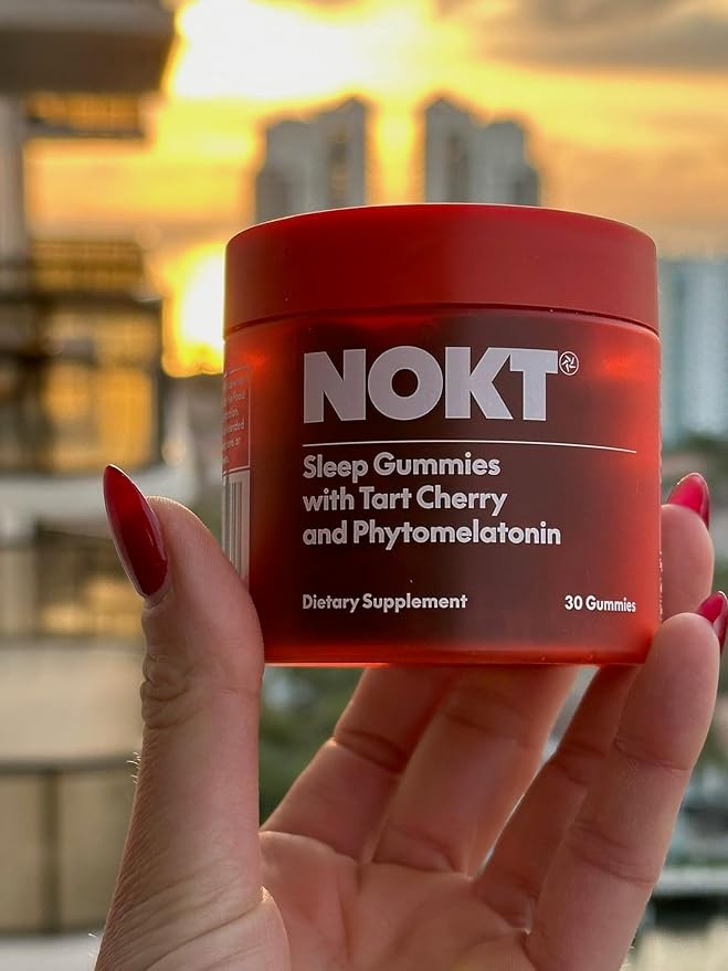 NOKT Sleep Gummies - Tart Cherry &amp Vegan Melatonin Sugar-Free Gluten-Free Nutritional Supplement 30 Gummies Tart Cherry Flavor Gummy Form Deep Restorative Sleep Support