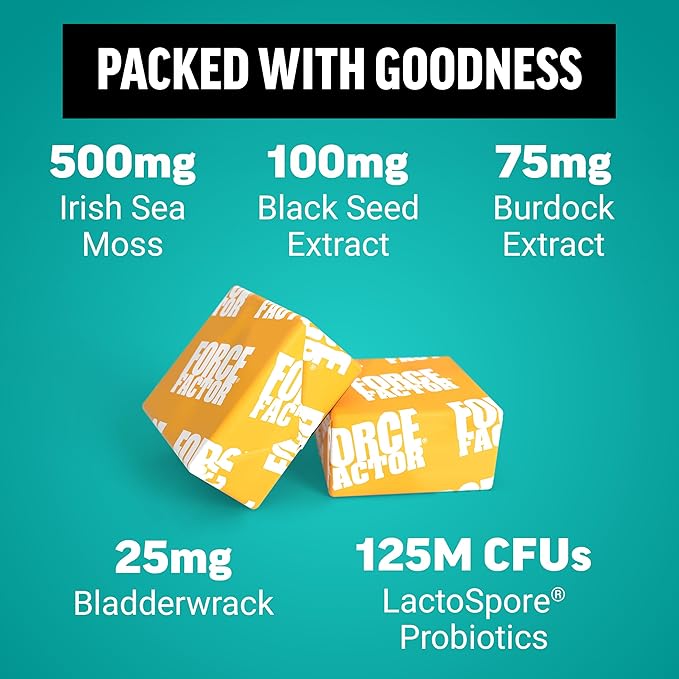Force Factor Superior Sea Moss Gut Health + Skin Support Support Gut Health &amp Healthy Skin Hair &amp Nails Boost Energy &amp Immune Health with Biotin &amp LactoSpore Probiotics S’Mores 6