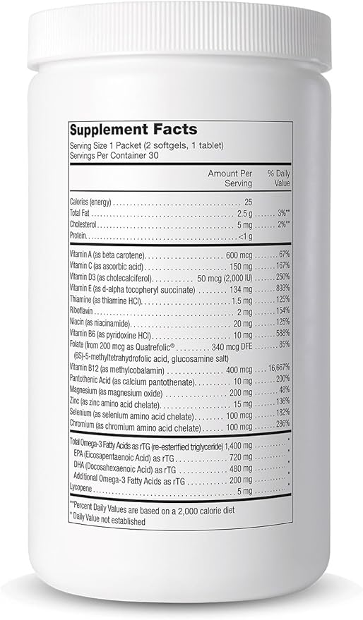 Cooper Complete - Healthy Body Pack - Daily Vitamin Pack with Multivitamin &amp Omega-3 Fish Oil - 30 Packets per Bottle. Pack of 2