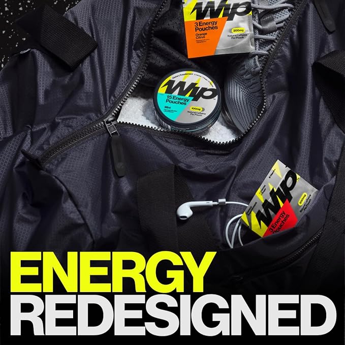 Wip Energy Pouches | 100mg Natural Caffeine | Vitamins and Minerals | 4 Pack Assorted: Sour Cherry Mint Orange Citrus Strawberry Kiwi