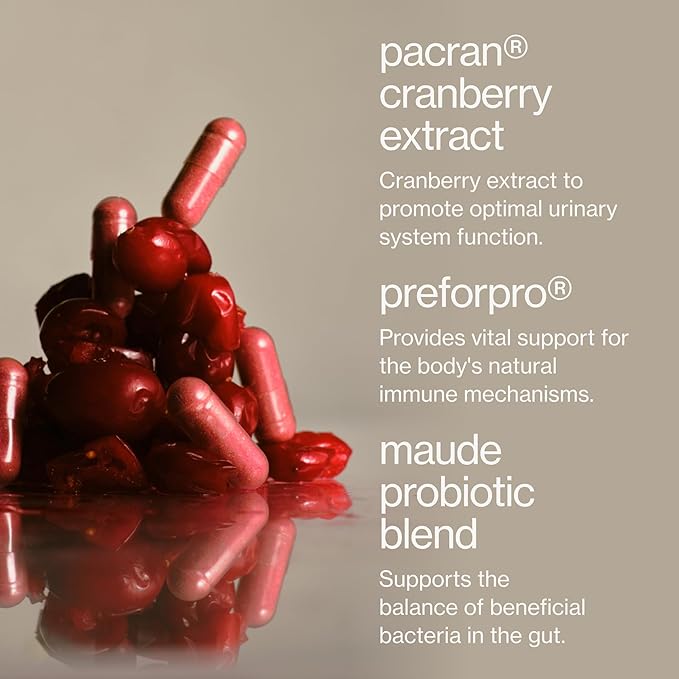 MAUDE Base - Daily Probiotics for Digestive Health &amp Immune Support - Promote Urinary Tract Health &amp Nurture Your Gut Microbiome - with Zinc Vitamin C &amp PaCran Cranberry Extract (60 Capsu