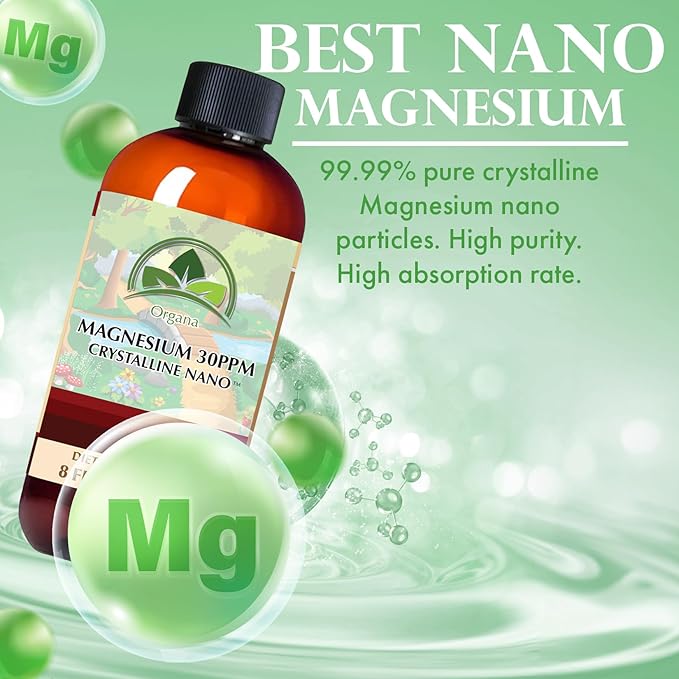 Organa Pure Crystalline Liquid Magnesium Supplement - 30 PPM - High Absorption Magnesium (8 oz.)