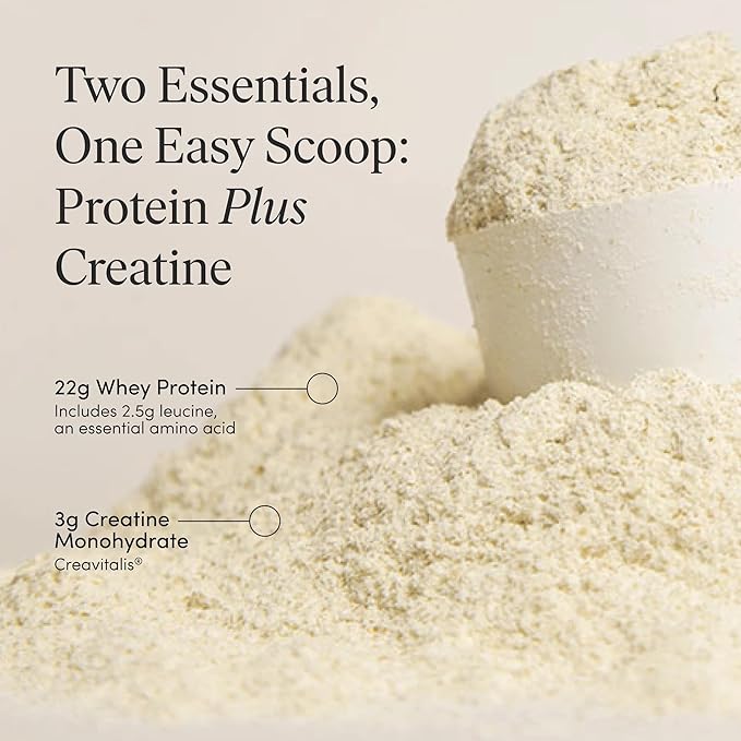 The 'Pause Life Protein + Creatine Made with Creavitalis Creatine Monohydrate Whey Protein &amp BCAAs for Men and Women Gluten Free Low Sugar Non GMO Vanilla Flavor 14 Servings 17.8 oz