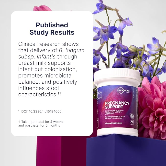 Microbiome Labs Pregnancy Support - Prenatal &amp Postpartum Probiotics for Women - Probiotic Supplements to Support Gut Health &amp A Balanced Vaginal Microbiome Through Breastfeeding (30 Capsules)