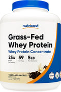 Nutricost Grass-Fed Whey Protein Concentrate (Vanilla) 5LBS - Undenatured Non-GMO Gluten Free Natural Flavors