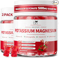 2 Pack Potassium Magnesium Gummies Sugar Free Potassium Supplement Magnesium Glycinate 500mg Ashwagandha Vitamins D3 C B6 Calcium &amp Zinc for Sleep Leg Cramps &amp Muscle Relaxation-120 Cou