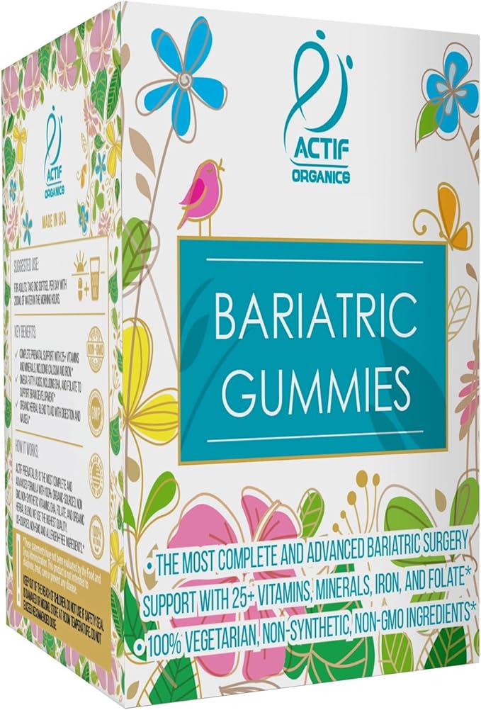 ACTIF Organic Bariatric Gummies with 25+ Organic Vitamins and Minerals for Bariatric Surgery Advanced Formula – Non GMO 90 Count