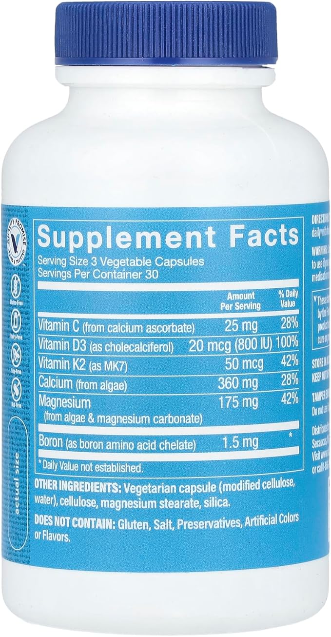 The Vitamin Shoppe Plant-Based Algae Calcium - Bone Health Formula | with Magnesium D3 K2 | 90 Veggie Caps | Vegan Whole Food