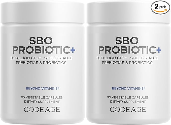Codeage SBO Probiotics 50 Billion CFUs Per Serving Multi Strain Soil Based Organisms Blend and Organic Fermented Botanical Blend Shelf-Stable - 2 Pack