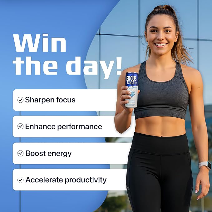 Focus Factor Energy Drink - 12 x 355ml Cans (Original Flavor) - with Focus + Energy - Lightly Carbonated Sugar Free Low Calorie with Vitamin B6 &amp Vitamin B12