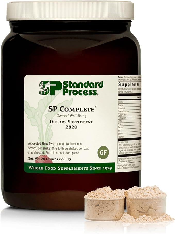 Standard Process SP Complete - Powder Supplement to Aid Muscle Growth &amp Repair - Immune Health Support with Brussels Sprouts &amp Calcium - Whole Food-Based Protein Powder Formula - 28 oz 30 Ser
