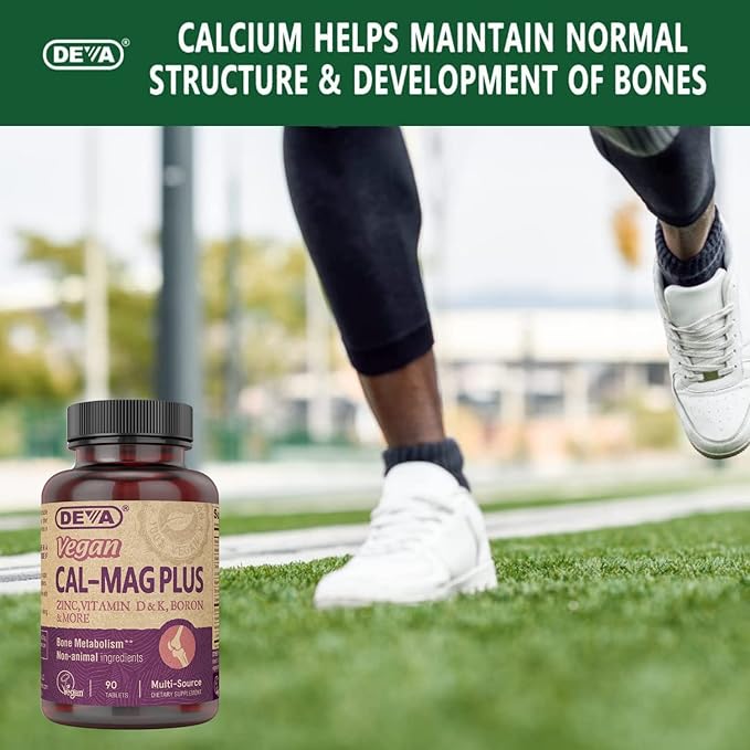 DEVA Vegan Cal MAG Plus Supplement with Calcium Magnesium Zinc Boron Vitamin C D &amp K 90 Tablets 12-Pack