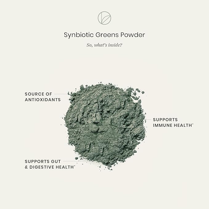 Perelel Synbiotic Greens Powder Superfood Blend with Fruits Vegetables Probiotics Fiber Spirulina &amp Chlorella Daily Greens Supplement Soy &amp Gluten Free Non GMO Acai Berry Flavor 30 S
