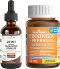 60 Billion Probiotic and Prebiotic for Women and Men 25-in-1 Organic Mushroom Complex Supplement Liquid Drops